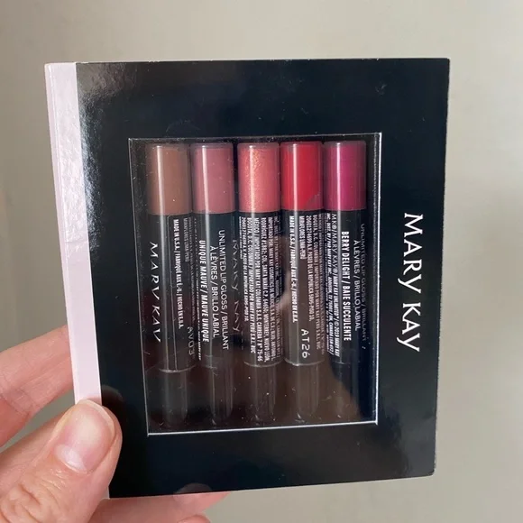 NIB NWT Mary Kay Unlimited Mini Lip Gloss 5 Shades Pink Red Neutral Sparkle - Picture 6 of 7